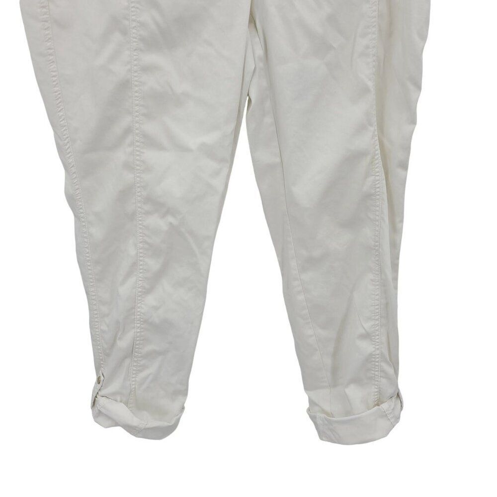 Chico's Pants‎ M White Ankle Stretch High Rise Roll Tab Flat Back Athleisure - Picture 7 of 11